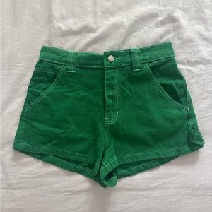 Pacsun Emerald Green High Rise Denim Carpenter Short